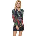 Abstract Psychedelic Long Sleeve Satin Robe