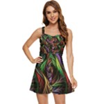 Abstract Psychedelic Ruffle Edge Bra Cup Chiffon Mini Dress
