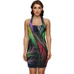 Abstract Psychedelic Sleeveless Wide Square Neckline Ruched Bodycon Dress