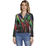 Abstract Psychedelic Women s Long Sleeve Revers Collar Cropped Jacket