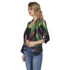 Women s 3/4 Sleeve Ruffle Edge Open Front Jacket 