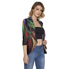 Women s 3/4 Sleeve Ruffle Edge Open Front Jacket 