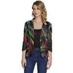 Abstract Psychedelic Women s One-Button 3/4 Sleeve Short Jacket