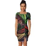 Abstract Psychedelic Fitted Knot Split End Bodycon Dress