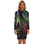 Abstract Psychedelic Long Sleeve Shirt Collar Bodycon Dress