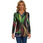 Abstract Psychedelic Long Sleeve Drawstring Hooded Top