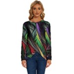 Abstract Psychedelic Long Sleeve Crew Neck Pullover Top