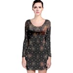 Abstract Psychedelic Geometry Andy Gilmore Sacred Long Sleeve Velvet Bodycon Dress
