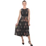 Abstract Psychedelic Geometry Andy Gilmore Sacred Midi Tie-Back Chiffon Dress