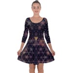 Abstract Psychedelic Geometry Andy Gilmore Sacred Quarter Sleeve Skater Dress
