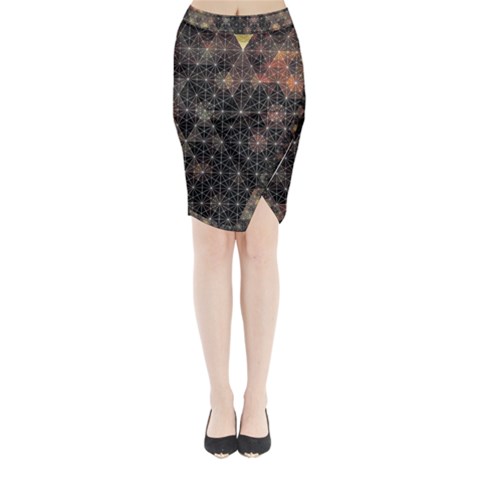 Abstract Psychedelic Geometry Andy Gilmore Sacred Midi Wrap Pencil Skirt from ArtsNow.com