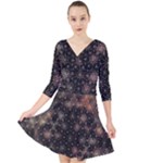 Abstract Psychedelic Geometry Andy Gilmore Sacred Quarter Sleeve Front Wrap Dress