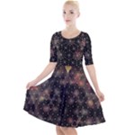 Abstract Psychedelic Geometry Andy Gilmore Sacred Quarter Sleeve A-Line Dress