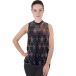 Abstract Psychedelic Geometry Andy Gilmore Sacred Mock Neck Chiffon Sleeveless Top