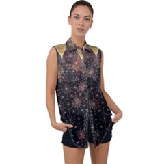 Sleeveless Chiffon Button Shirt 