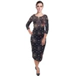 Abstract Psychedelic Geometry Andy Gilmore Sacred Quarter Sleeve Midi Velour Bodycon Dress