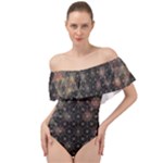 Abstract Psychedelic Geometry Andy Gilmore Sacred Off Shoulder Velour Bodysuit 