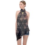 Abstract Psychedelic Geometry Andy Gilmore Sacred Halter Asymmetric Satin Top