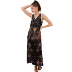 Abstract Psychedelic Geometry Andy Gilmore Sacred V-Neck Chiffon Maxi Dress