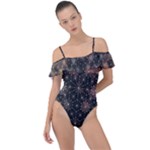 Abstract Psychedelic Geometry Andy Gilmore Sacred Frill Detail One Piece Swimsuit