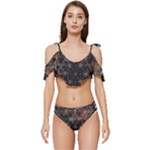Abstract Psychedelic Geometry Andy Gilmore Sacred Ruffle Edge Tie Up Bikini Set	