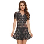 Abstract Psychedelic Geometry Andy Gilmore Sacred V-Neck High Waist Chiffon Mini Dress