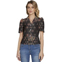 Puffed Short Sleeve Button Up Jacket 