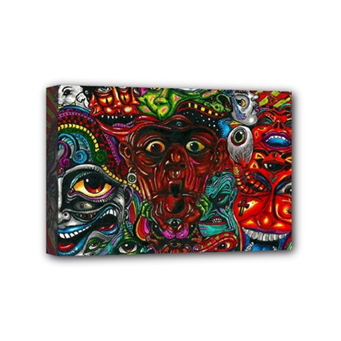 Somewhere Near Oblivion Nightmares Acid Colors Psychedelic Mini Canvas 6  x 4  (Stretched) from ArtsNow.com