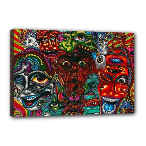 Somewhere Near Oblivion Nightmares Acid Colors Psychedelic Canvas 18  x 12  (Stretched) from ArtsNow.com