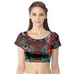 Somewhere Near Oblivion Nightmares Acid Colors Psychedelic Short Sleeve Crop Top