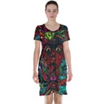 Somewhere Near Oblivion Nightmares Acid Colors Psychedelic Short Sleeve Nightdress