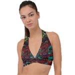 Somewhere Near Oblivion Nightmares Acid Colors Psychedelic Halter Plunge Bikini Top