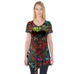 Somewhere Near Oblivion Nightmares Acid Colors Psychedelic Short Sleeve Tunic 