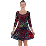 Somewhere Near Oblivion Nightmares Acid Colors Psychedelic Quarter Sleeve Skater Dress