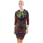 Somewhere Near Oblivion Nightmares Acid Colors Psychedelic Quarter Sleeve Hood Bodycon Dress