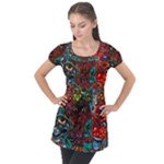 Somewhere Near Oblivion Nightmares Acid Colors Psychedelic Puff Sleeve Tunic Top