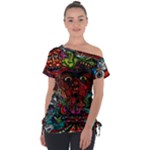 Somewhere Near Oblivion Nightmares Acid Colors Psychedelic Off Shoulder Tie-Up T-Shirt