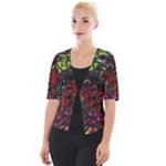 Somewhere Near Oblivion Nightmares Acid Colors Psychedelic Cropped Button Cardigan