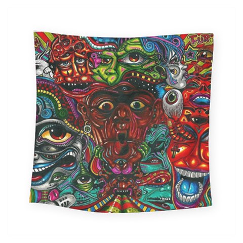 Somewhere Near Oblivion Nightmares Acid Colors Psychedelic Square Tapestry (Small) from ArtsNow.com