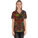 Somewhere Near Oblivion Nightmares Acid Colors Psychedelic Women s V-Neck Scrub Top