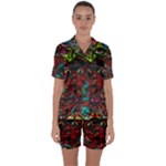 Somewhere Near Oblivion Nightmares Acid Colors Psychedelic Satin Short Sleeve Pajamas Set