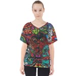 Somewhere Near Oblivion Nightmares Acid Colors Psychedelic V-Neck Dolman Drape Top