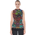 Somewhere Near Oblivion Nightmares Acid Colors Psychedelic Mock Neck Shell Top