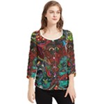 Somewhere Near Oblivion Nightmares Acid Colors Psychedelic Chiffon Quarter Sleeve Blouse