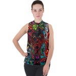 Somewhere Near Oblivion Nightmares Acid Colors Psychedelic Mock Neck Chiffon Sleeveless Top