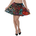 Somewhere Near Oblivion Nightmares Acid Colors Psychedelic Velvet Skater Skirt