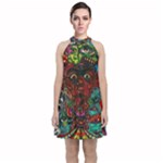 Somewhere Near Oblivion Nightmares Acid Colors Psychedelic Velvet Halter Neckline Dress 