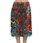 Somewhere Near Oblivion Nightmares Acid Colors Psychedelic Velvet Flared Midi Skirt