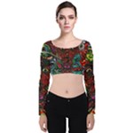 Somewhere Near Oblivion Nightmares Acid Colors Psychedelic Velvet Long Sleeve Crop Top