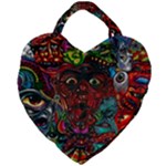 Somewhere Near Oblivion Nightmares Acid Colors Psychedelic Giant Heart Shaped Tote